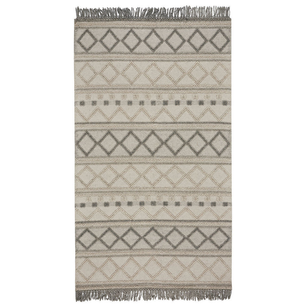 Gracie Oaks Mcroberts Geometric Handwoven Flatweave Wool Fog Area Rug